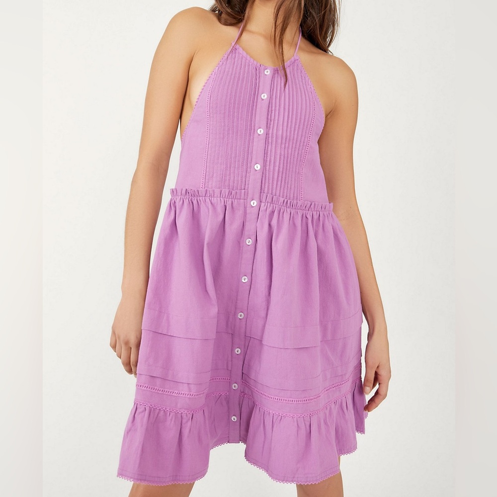 Free People Desert Days Mini Dress NWT Size L color  purple